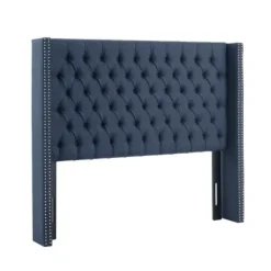 Beds & Headboards-Kirkland's Home Tufted Upholstered Metal Leg Queen Headboard Blue