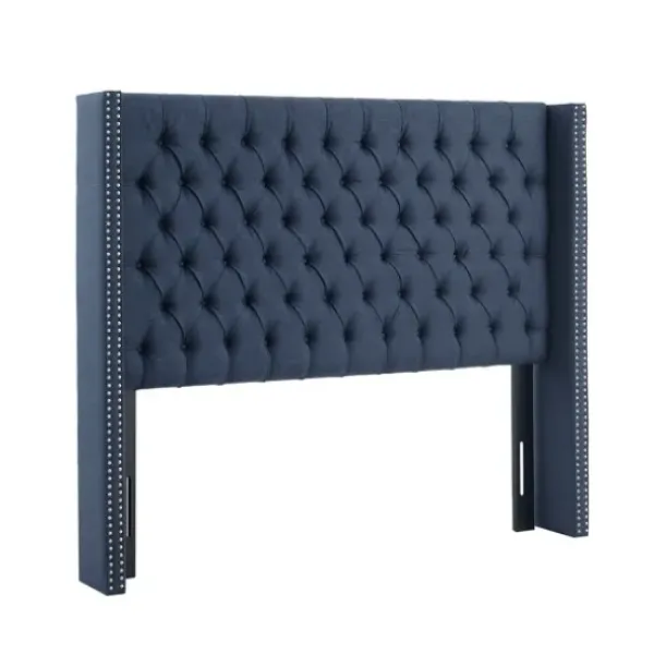 Beds & Headboards-Kirkland's Home Tufted Upholstered Metal Leg Queen Headboard Blue