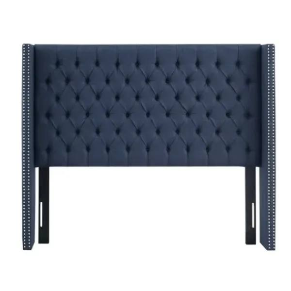 Beds & Headboards-Kirkland's Home Tufted Upholstered Metal Leg Queen Headboard Blue