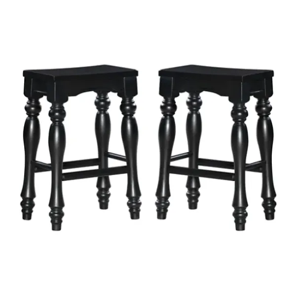 Bar Stools & Counter Height Stools-Kirkland's Home Turned Legs Island Stools, Set Of 2 Black