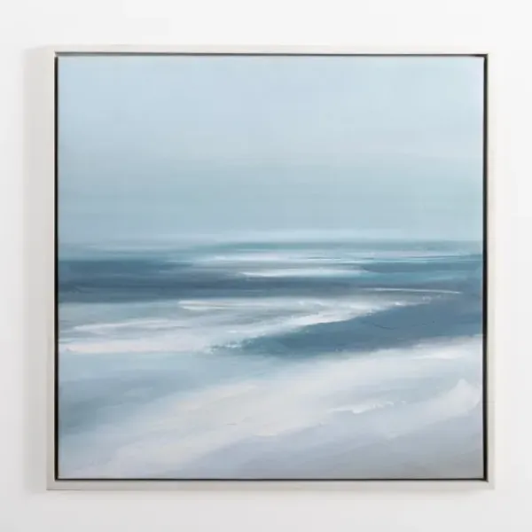 Canvas Art-Kirkland's Home Turquoise Abstract Ocean Framed Canvas Art Print Blue