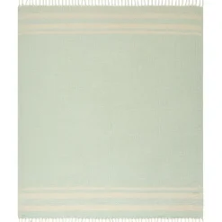 Blankets & Throws-Kirkland's Home Turquoise And White Stripes Cotton Throw Blue/White