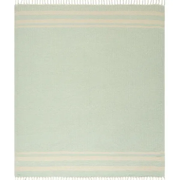 Blankets & Throws-Kirkland's Home Turquoise And White Stripes Cotton Throw Blue/White