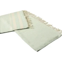 Blankets & Throws-Kirkland's Home Turquoise And White Stripes Cotton Throw Blue/White