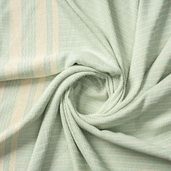 Blankets & Throws-Kirkland's Home Turquoise And White Stripes Cotton Throw Blue/White