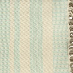 Blankets & Throws-Kirkland's Home Turquoise And White Stripes Cotton Throw Blue/White