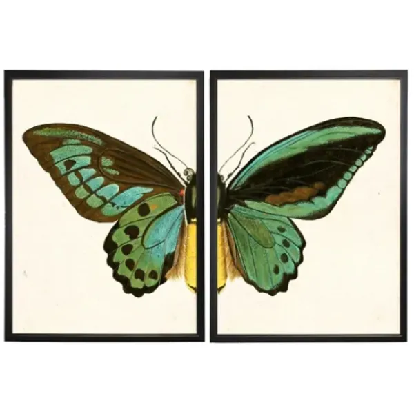 Framed Art-Kirkland's Home Turquoise Butterfly Framed Art Prints, Set Of 2 Multi