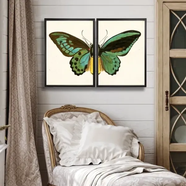 Framed Art-Kirkland's Home Turquoise Butterfly Framed Art Prints, Set Of 2 Multi