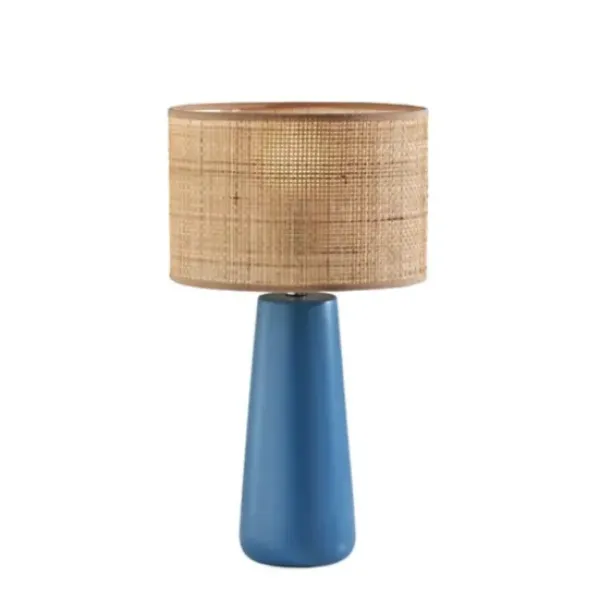 Table Lamps-Kirkland's Home Turquoise Ceramic & Rat Shade Table Lamp Tan