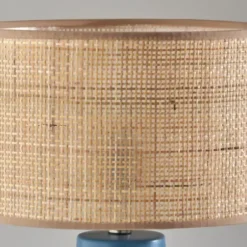 Table Lamps-Kirkland's Home Turquoise Ceramic & Rat Shade Table Lamp Tan