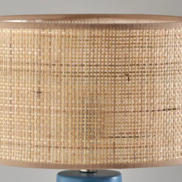 Table Lamps-Kirkland's Home Turquoise Ceramic & Rat Shade Table Lamp Tan