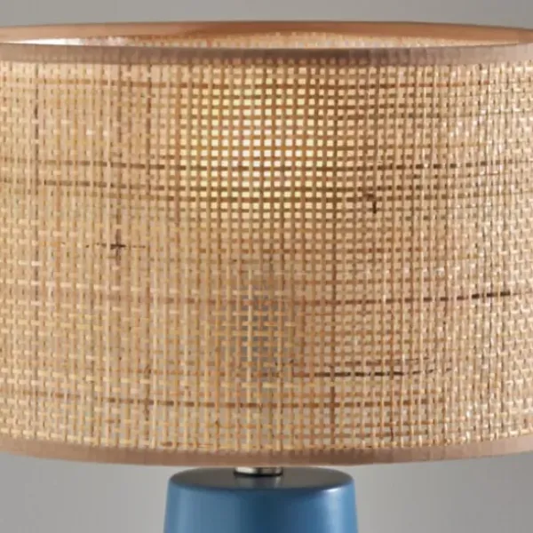 Table Lamps-Kirkland's Home Turquoise Ceramic & Rat Shade Table Lamp Tan