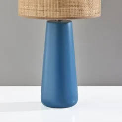 Table Lamps-Kirkland's Home Turquoise Ceramic & Rat Shade Table Lamp Tan