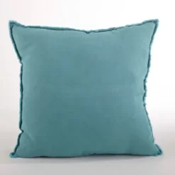 Pillows-Kirkland's Home Turquoise Fringed Edge Pillow Blue