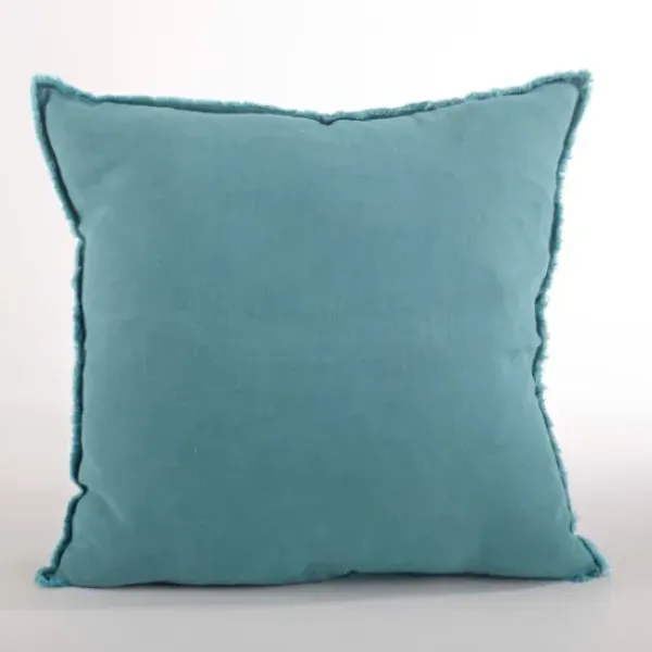 Pillows-Kirkland's Home Turquoise Fringed Edge Pillow Blue