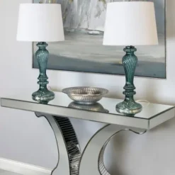 Table Lamps-Kirkland's Home Turquoise Glass Table Lamps, Set Of 2 White