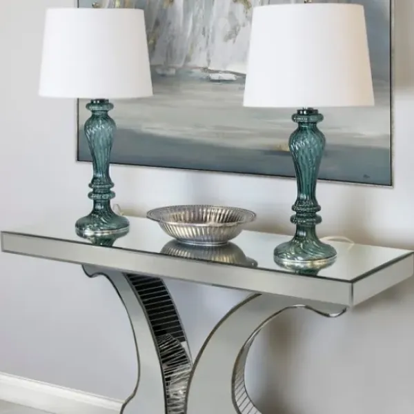 Table Lamps-Kirkland's Home Turquoise Glass Table Lamps, Set Of 2 White