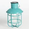 Outdoor Lighting-Kirkland's Home Turquoise Hanging Cage Solar Powered Lantern Blue