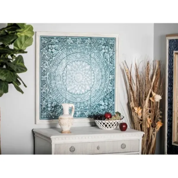 Wall Plaques-Kirkland's Home Turquoise Iron Floral Scrollwork Wall Plaque Blue