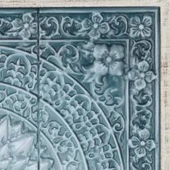 Wall Plaques-Kirkland's Home Turquoise Iron Floral Scrollwork Wall Plaque Blue