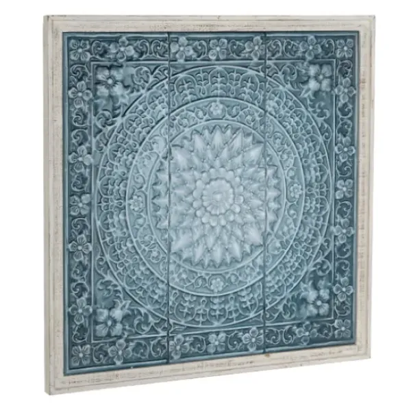 Wall Plaques-Kirkland's Home Turquoise Iron Floral Scrollwork Wall Plaque Blue