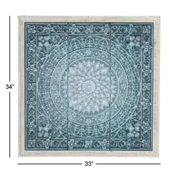 Wall Plaques-Kirkland's Home Turquoise Iron Floral Scrollwork Wall Plaque Blue