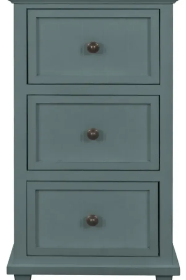Accent & End Tables-Kirkland's Home Turquoise Slim Wooden 3-Drawer Side Table Green