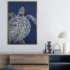 Framed Art-Kirkland's Home Turtle Sea Creature Framed Art Print Blue/White