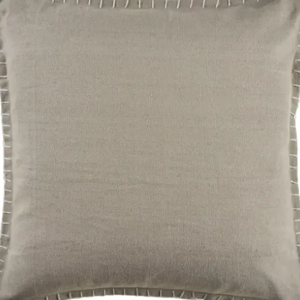 Pillows-Kirkland's Home Twine Embroidered Edge Pillow, 24 In. Brown