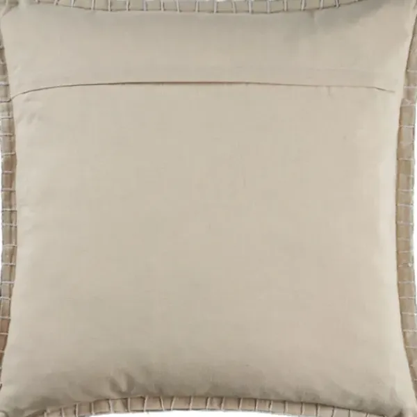 Pillows-Kirkland's Home Twine Embroidered Edge Pillow, 24 In. Brown