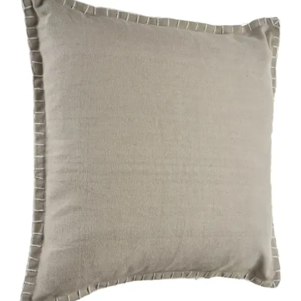 Pillows-Kirkland's Home Twine Embroidered Edge Pillow, 24 In. Brown