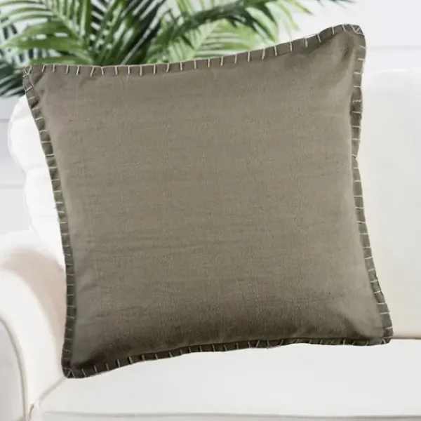 Pillows-Kirkland's Home Twine Embroidered Edge Pillow, 24 In. Brown