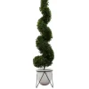 Trees & Topiaries-Kirkland's Home Twisted Boxwood Topiary In White Pot