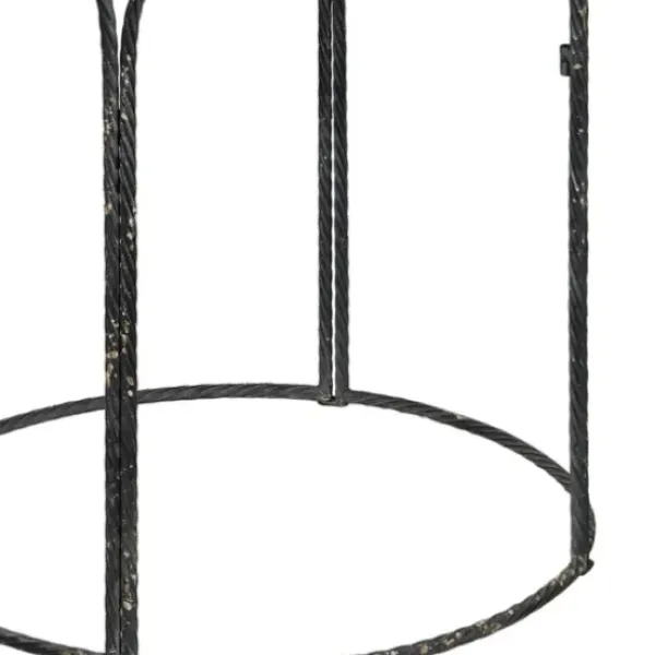 Accent & End Tables-Kirkland's Home Twisted Metal Leg Rattan Top Accent Table Black/Tan