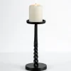 Candle Holders-Kirkland's Home Twisted Metal Pillar Candle Holder, 10 In. Black