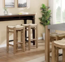 Bar Stools & Counter Height Stools-Kirkland's Home Twisted Seagrass And Wood Bar Stool Tan
