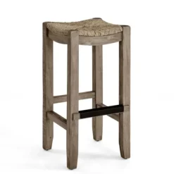 Bar Stools & Counter Height Stools-Kirkland's Home Twisted Seagrass And Wood Bar Stool Tan