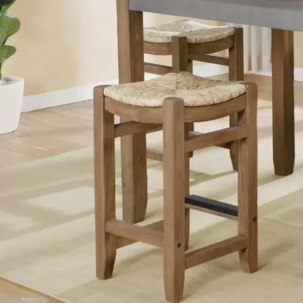 Bar Stools & Counter Height Stools-Kirkland's Home Twisted Seagrass And Wood Counter Stools, Set Of 2 Tan
