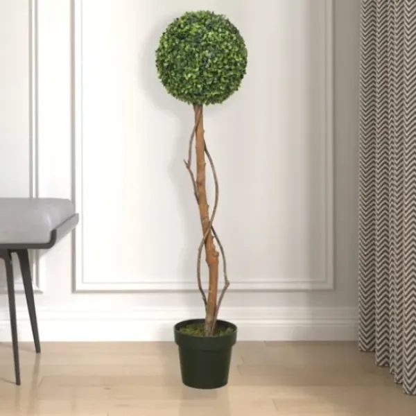 Trees & Topiaries-Kirkland's Home Twisted Trunk Boxwood Ball Topiary