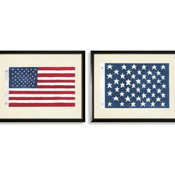 Framed Art-Kirkland's Home Two Flags Framed Art Prints, Set Of 2 Red/White/Blue