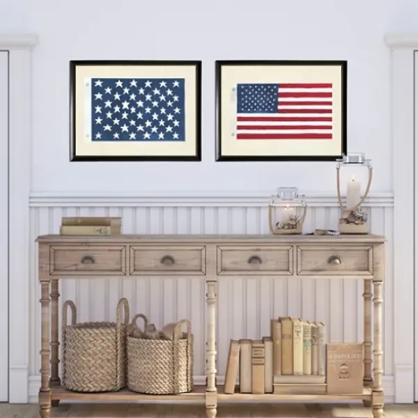 Framed Art-Kirkland's Home Two Flags Framed Art Prints, Set Of 2 Red/White/Blue
