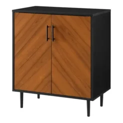 Cabinets & Sideboards-Kirkland's Home Two Tone Chevron Cabinet Black