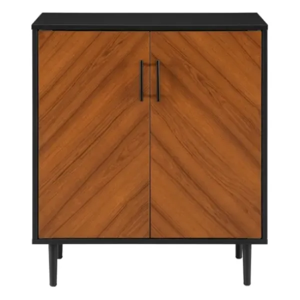 Cabinets & Sideboards-Kirkland's Home Two Tone Chevron Cabinet Black