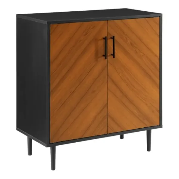 Cabinets & Sideboards-Kirkland's Home Two Tone Chevron Cabinet Black