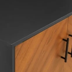 Cabinets & Sideboards-Kirkland's Home Two Tone Chevron Cabinet Black