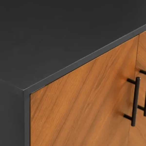 Cabinets & Sideboards-Kirkland's Home Two Tone Chevron Cabinet Black
