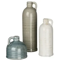 Vases-Kirkland's Home Two Tone Stoneware Vase, 19 In. Ivory/Tan