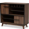 Cabinets & Sideboards-Kirkland's Home Two Tone Walnut Wood Wine Storage Cabinet Brown/Black