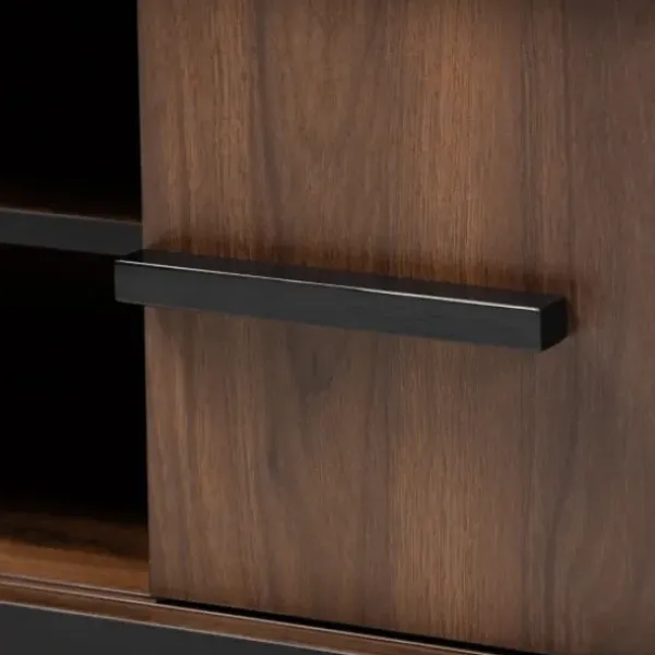 Cabinets & Sideboards-Kirkland's Home Two Tone Walnut Wood Wine Storage Cabinet Brown/Black