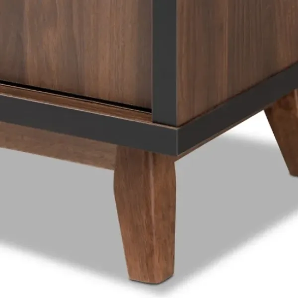 Cabinets & Sideboards-Kirkland's Home Two Tone Walnut Wood Wine Storage Cabinet Brown/Black